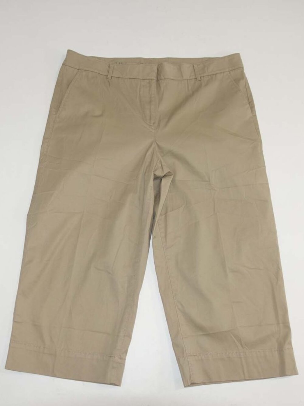 Talbots Women's Wide Leg Crop Pants Size 16 Petite Beige High Rise Flat Front P